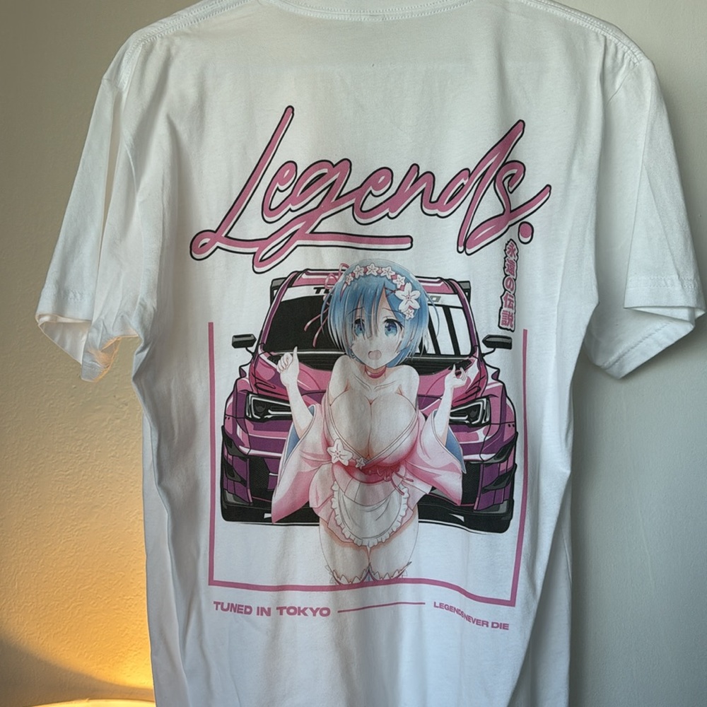 Tuned in Tokyo  white Waifu Car tee men’s medium